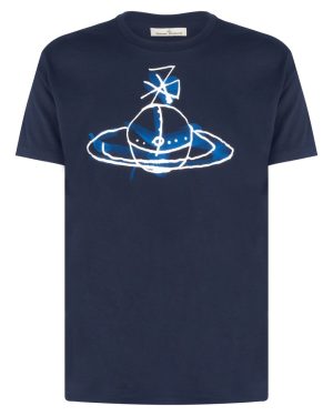 VIVIENNE WESTWOOD DRAWN ORB CLASSIC T SHIRT Size: L, colour: NAVY