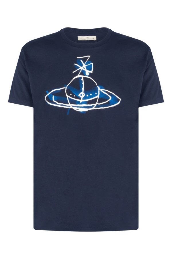 VIVIENNE WESTWOOD DRAWN ORB CLASSIC T SHIRT Size: L, colour: NAVY