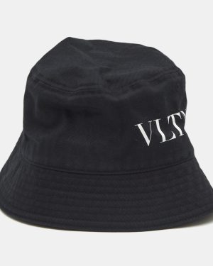 Valentino Black VLTN Print Cotton Bucket Hat Size 58
