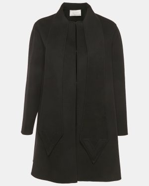 Valentino Black Wool Felt Mid-Length Coat S