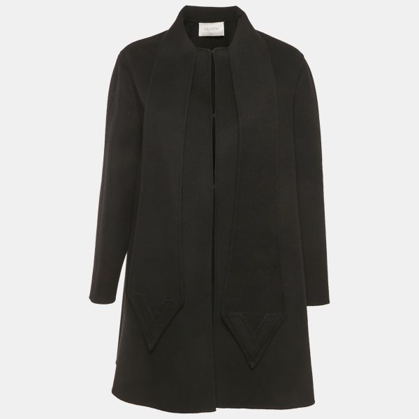 Valentino Black Wool Felt Mid-Length Coat S