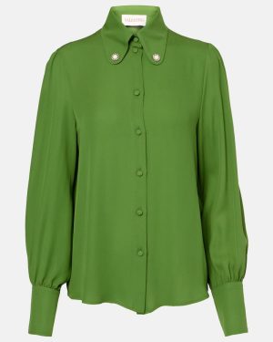 Valentino Embellished silk georgette blouse
