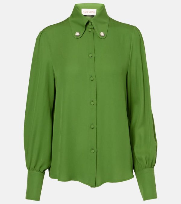 Valentino Embellished silk georgette blouse