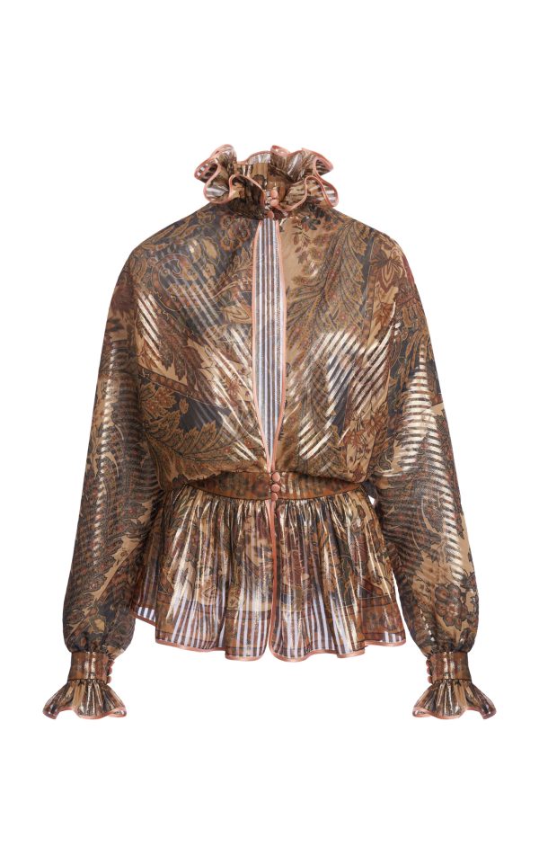Valentino Garavani - Patterned Lurex Blouse - Multi - IT 40 - Moda Operandi