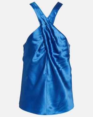 Veronica Beard Stewart satin halter-neck top