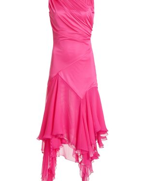 Versace - Asymmetric Jersey Mini Dress - Pink - IT 36 - Moda Operandi