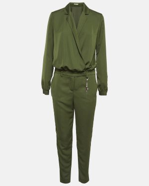 Versace Jeans Green Crepe Long Sleeve Jumpsuit S