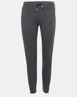 Versus Versace Grey Cotton Zip Detail Logo Tape Trimmed Joggers XS