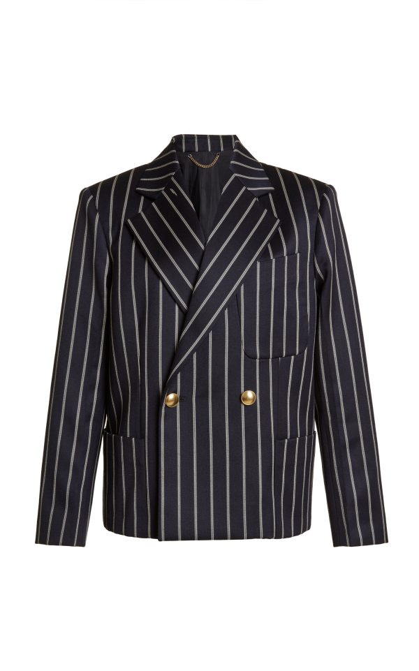 Victoria Beckham - Cropped Wool-Cotton Blazer - Navy - UK 14 - Moda Operandi