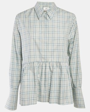 Victoria Victoria Beckham Green Plaid Cotton Button Front Blouse S