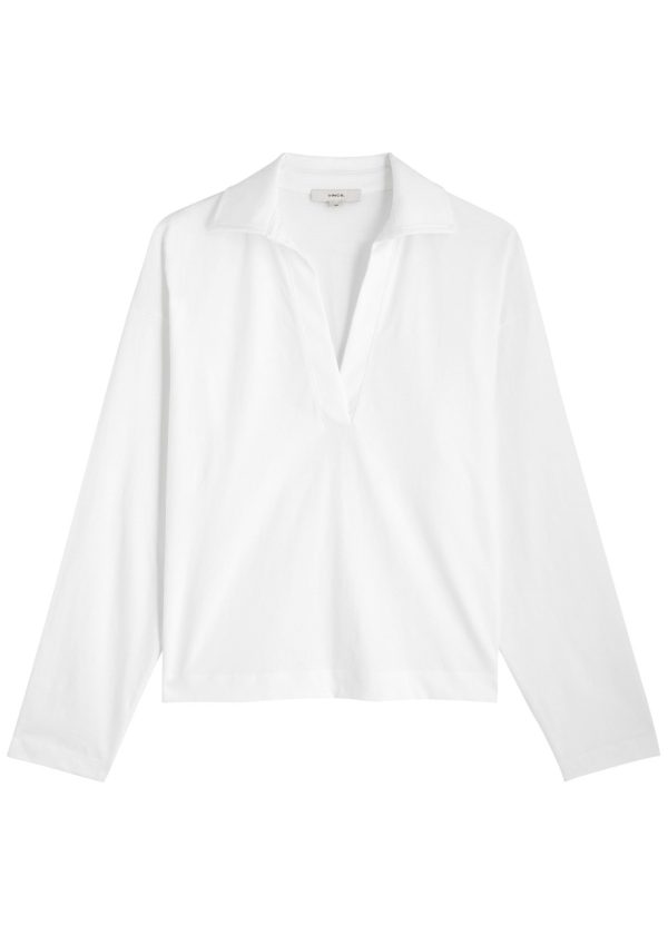 Vince Easy Cotton Polo top - White - XS (UK6 / XS)