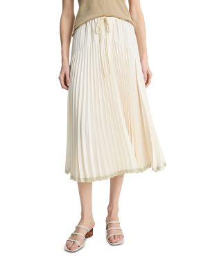 Vince Pleated Satin Tiered Skirt