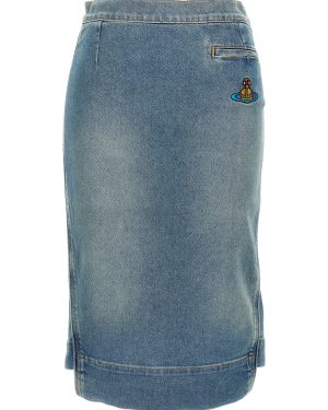 Vivienne Westwood Logo Embroidery Denim Skirt