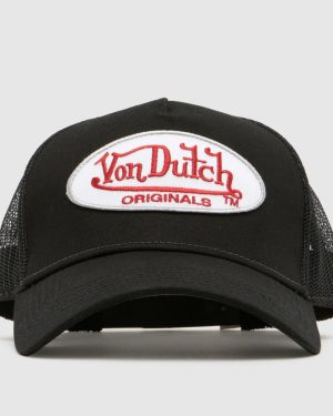 Von Dutch Trucker Boston Cap in Black, Size: OSFM