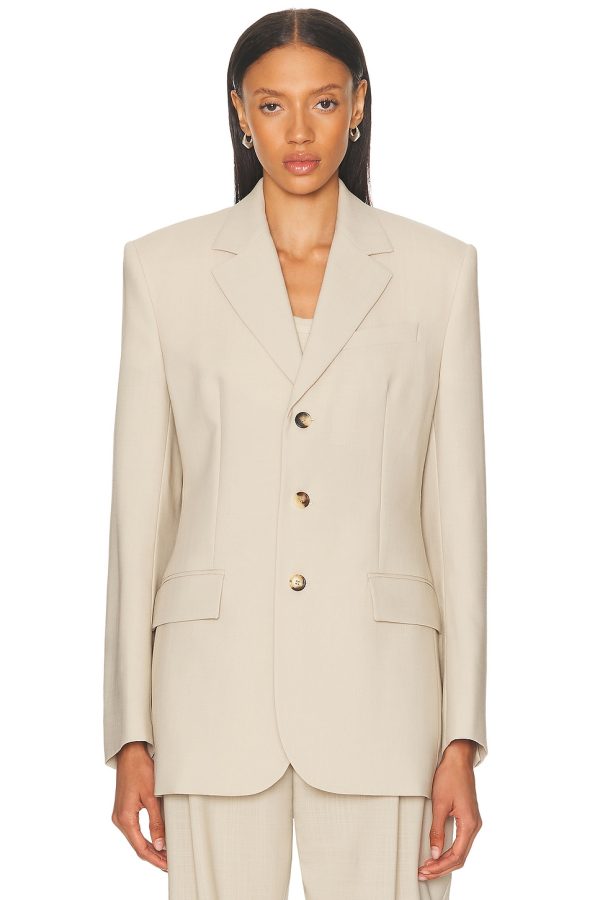 WARDROBE.NYC Light Longline Blazer in Sand - Beige. Size L (also in ).