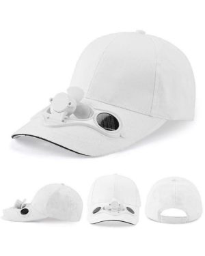 (WHITE HAT) summer sun hat solar fan cap peaked cap