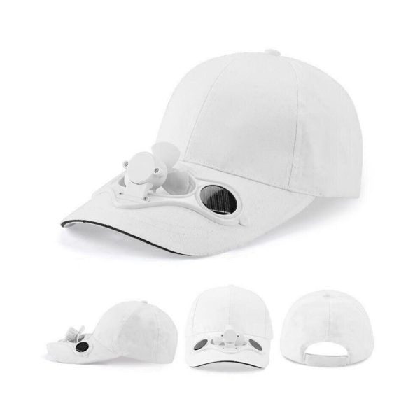 (WHITE HAT) summer sun hat solar fan cap peaked cap