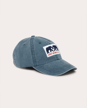 Washed Navy Rose Cap with Vegan Leather Strap