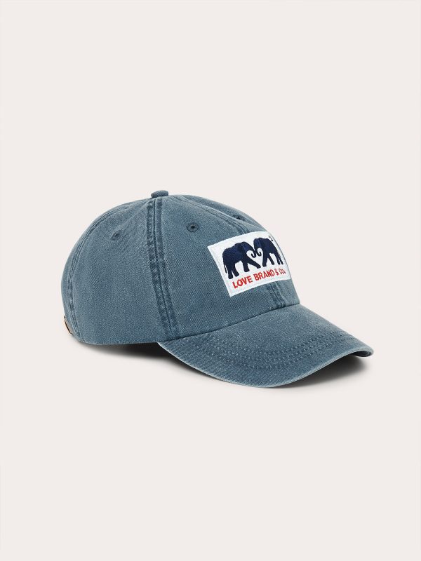 Washed Navy Rose Cap with Vegan Leather Strap