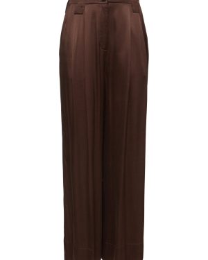 Washed Satin High Waist Flared Leg Pants
