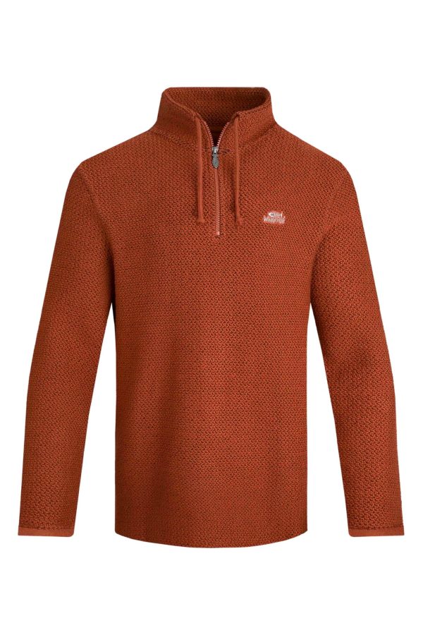 Weird Fish Cruiser 1/4 Zip Eco Macaroni Sweatshirt Brick Red Size 2XL