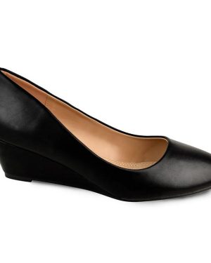 Wheres That From Black Pu Kieran Platform Wedge Court Shoes