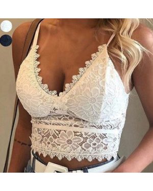 (White, 2XL) Women's Bralette Bralet Lace Bra Corset Short Camisole