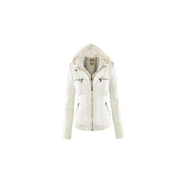 (White, 4XL) Gothic Faux Leather Jacket Women Hoodies Winter Autumn Motorcycle Jacket Black Outerwear Faux Leather Pu Basic Jacket Coat