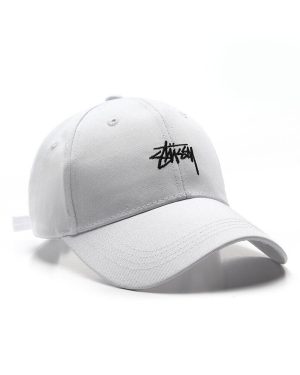 (White) Baseball Cap Vintage Letter Embroidery Outdoor Cotton Sun Protection Hats