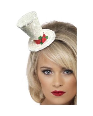 White Christmas Top Hat Headband. One Size