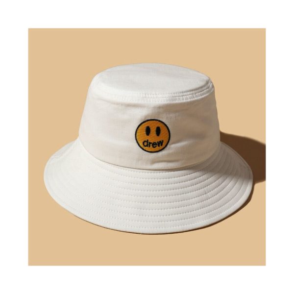 (White) Drew House Smile Bucket Hat Outdoor Sunproof Cap