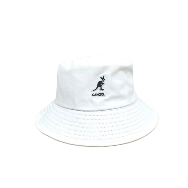 (White) Kangol Washed Classic Bucket Hat Cotton Round Top Wide Brim Unisex Headwear