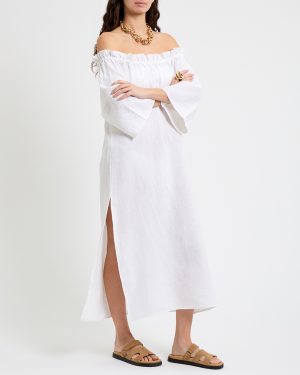 White Linen Bardot Dress
