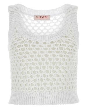 White Mesh Valentino Garavani Escape Crop-top