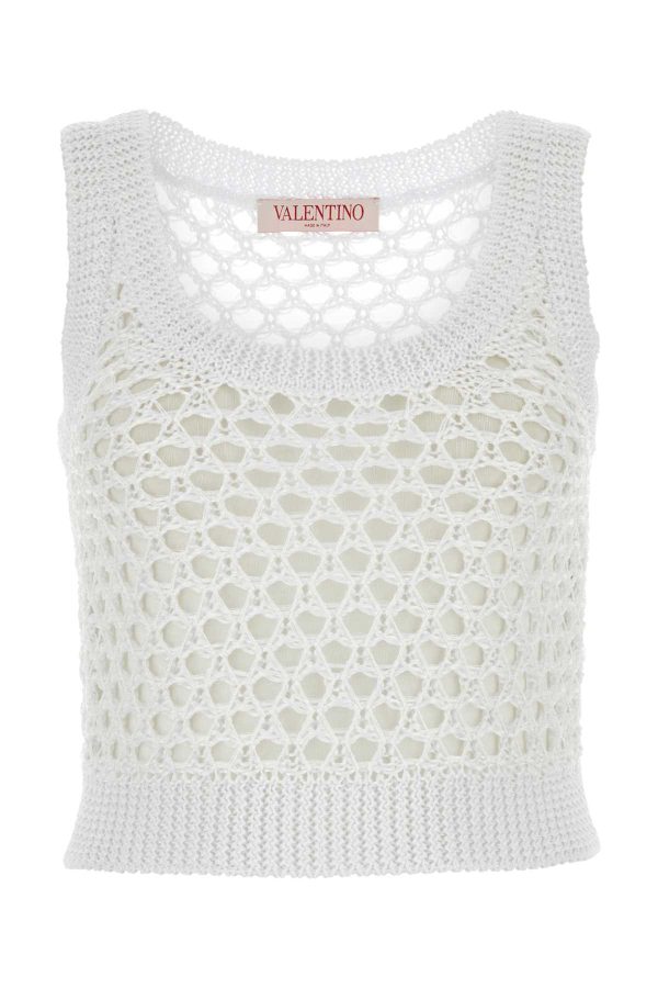 White Mesh Valentino Garavani Escape Crop-top