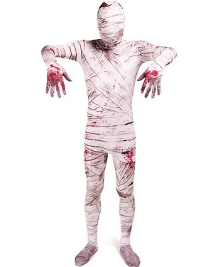 White Mummy Zentai Suit Full Body Lycra Spandex Bodysuit