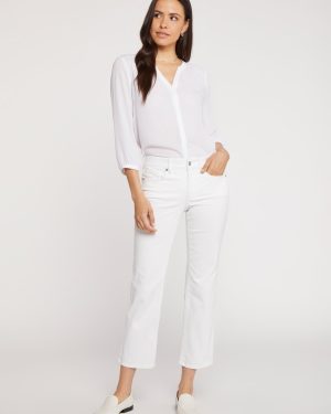 White NYDJ Marilyn Straight Ankle Jeans