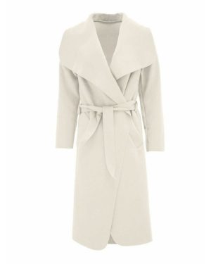 (White) Oversized Drape Long Duster Waterfall Italian Trench Coat