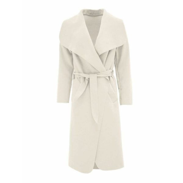 (White) Oversized Drape Long Duster Waterfall Italian Trench Coat