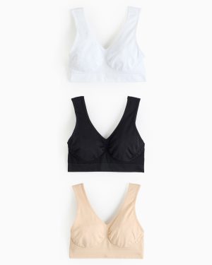 White Seamless Non-Wired Crop Top 3 Pack