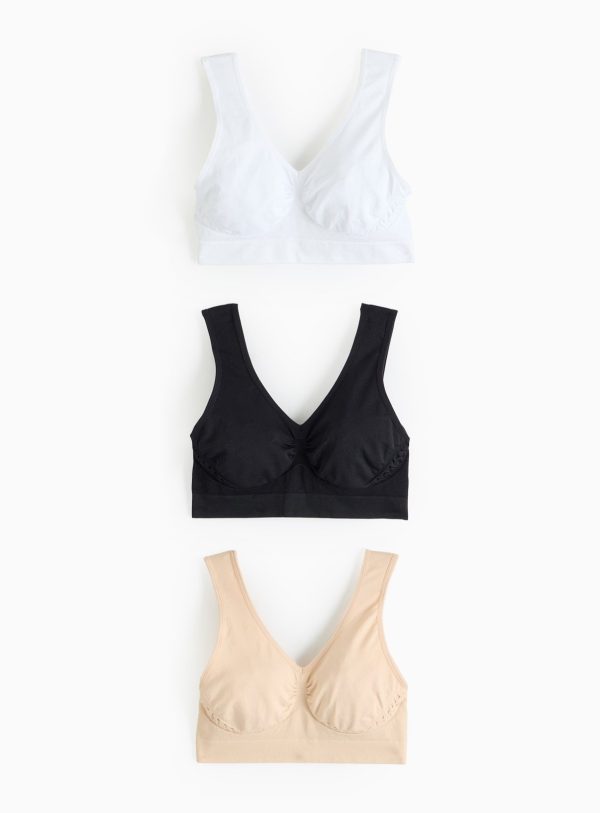 White Seamless Non-Wired Crop Top 3 Pack