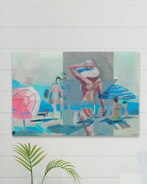 'White Sun Hat' by Parvez Taj Acrylic Painting Print on Wrapped Canvas