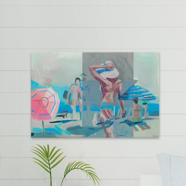 'White Sun Hat' by Parvez Taj Acrylic Painting Print on Wrapped Canvas