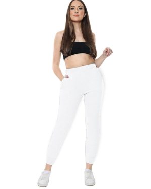(White, UK 8) Womens Joggers Sweatpants Ladies Jogging Bottoms