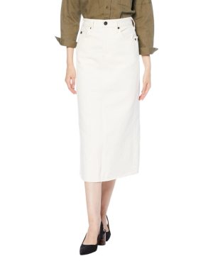 (White, W30) Diesel DE-RONNY Womens Pencil Skirt Mid Length Denim Summer Cotton PartyÂ Skirt