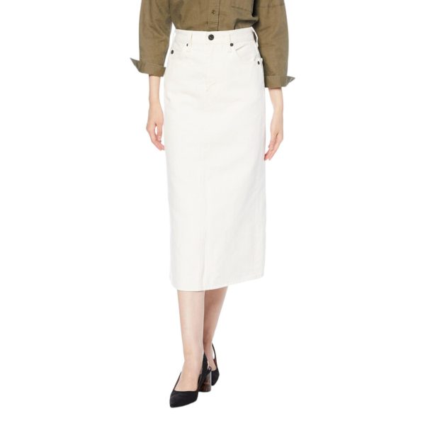 (White, W30) Diesel DE-RONNY Womens Pencil Skirt Mid Length Denim Summer Cotton PartyÂ Skirt