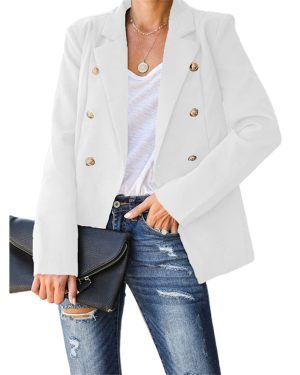 (White, XL) Women's Casual Blazer Long Sleeve Jacket Coat Ladies Office OL Outwear Cardigan