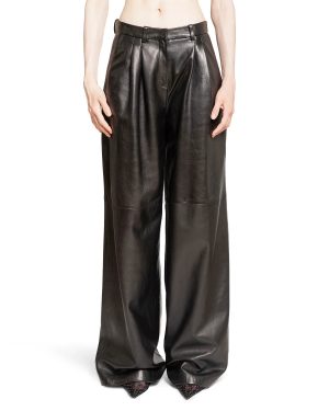 Wide Leg Tailored Leather Pants