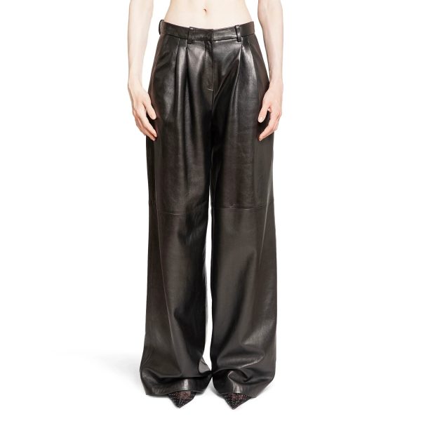 Wide Leg Tailored Leather Pants