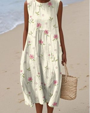 Women Casual Floral Summer Polyester Daily Regular Fit Sleeveless A-Line Regular Dresses